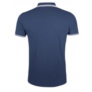 Рубашка поло мужская PASADENA MEN 200 с контрастной отделкой, темно-синяя с белым