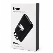 Внешний аккумулятор Eron с подсветкой гравировки, 5000 mAh, чёрный/белый