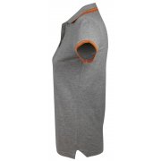 Рубашка поло женская PASADENA WOMEN 200 с контрастной отделкой, серый меланж c оранжевым