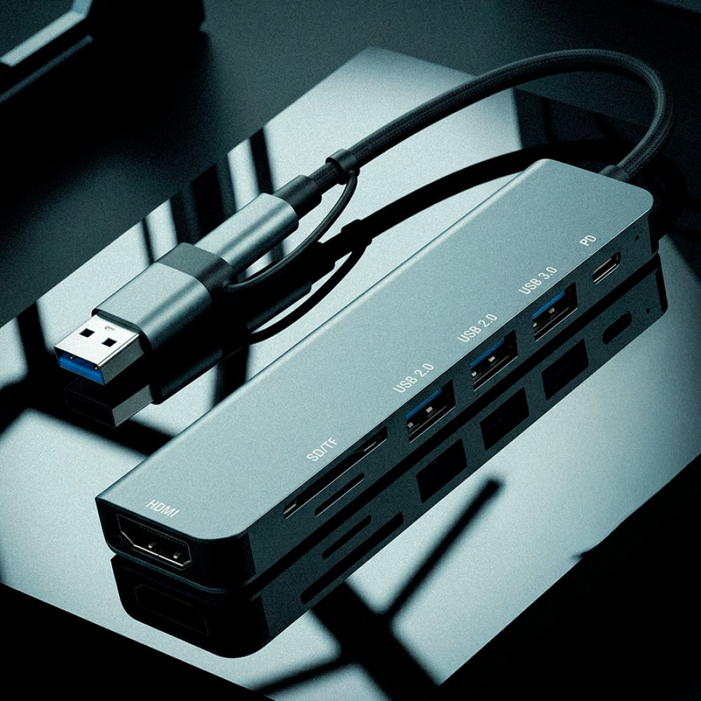 USB-хаб STEM 7 в 1, серый, алюминий Серый арт. 19346/29 USB-хаб STEM 7 в 1, серый, алюминий Серый арт. 19346/29