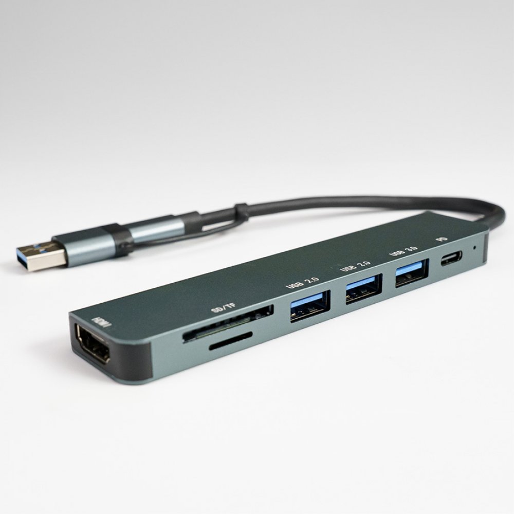 USB-хаб STEM 7 в 1, серый, алюминий Серый арт. 19346/29 USB-хаб STEM 7 в 1, серый, алюминий Серый арт. 19346/29