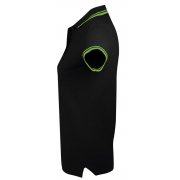 Рубашка поло женская PASADENA WOMEN 200 с контрастной отделкой, черная с зеленым