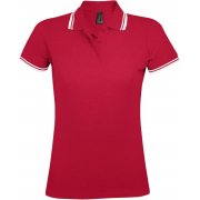 Рубашка поло женская PASADENA WOMEN 200 с контрастной отделкой, красная с белым
