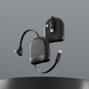 Кабель Xoopar ICE-R с ретрактором 2 в 1, разъёмы USB-C и Lightning, 60 Вт