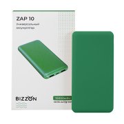 Универсальный аккумулятор ZAP 10 (10000мАч) с быстрой зарядкой, софт-тач, зеленый Зеленый