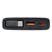 Универсальный аккумулятор LAN 10 (10000мАч) с быстрой зарядкой и встроенным кабелем type-c, серебристый Серебро
