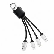 Кабель - брелок Plug с подсветкой гравировки, черный