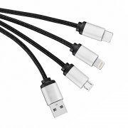Кабель - брелок Plug с подсветкой гравировки, черный