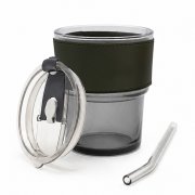 Стакан стеклянный с трубочкой и капхолдером Karamel, зелёный. арт. 56003.044