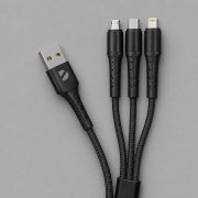 Дата-кабель Armor 3 в 1: micro USB, USB-C, Ligthning, 1.2м