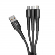 Дата-кабель Armor 3 в 1: micro USB, USB-C, Ligthning, 1.2м
