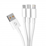 Дата-кабель 3 в 1: micro USB, USB-C, Ligthning, 1.2м