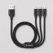 Дата-кабель 3 в 1: micro USB, USB-C, Ligthning, алюминий, 1.2м