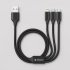 Дата-кабель 3 в 1: micro USB, USB-C, Ligthning, алюминий, 1.2м