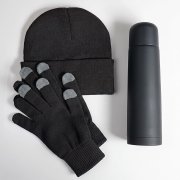 Набор подарочный GET WARM: перчатки, шапка, термос Черный арт. 39531/35