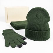 Набор подарочный Green Christmas: шапка, варежки, перчатки в коробке Темно-зелёный арт. 39549/17