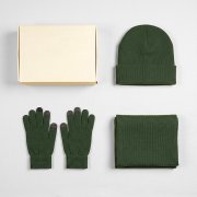 Набор подарочный Green Christmas: шапка, варежки, перчатки в коробке Темно-зелёный арт. 39549/17