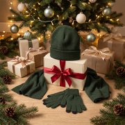 Набор подарочный Green Christmas: шапка, варежки, перчатки в коробке Темно-зелёный арт. 39549/17