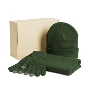 Набор подарочный Green Christmas: шапка, варежки, перчатки в коробке Темно-зелёный арт. 39549/17