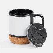 Кружка с пробковой подставкой Corky Walk для сублимационной печати, черная арт. 19558.30