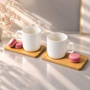 Набор керамических кружек с подставками «Lunara» арт. 872876