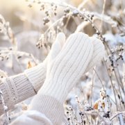 Варежки вязаные плотные НАСВЯЗИ© шерсть/акрил Белый