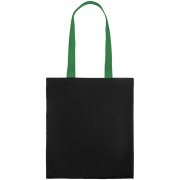 Холщовая сумка BrighTone, черная с зелеными ручками