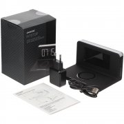 Часы настольные с беспроводным зарядным устройством Pitstop, черные арт. 11879.30 Часы настольные с беспроводным зарядным устройством Pitstop, черные арт. 11879.30