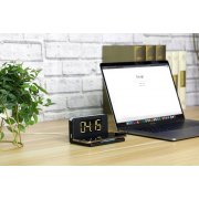 Часы настольные с беспроводным зарядным устройством Pitstop, черные арт. 11879.30 Часы настольные с беспроводным зарядным устройством Pitstop, черные арт. 11879.30