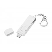 USB 3.0/micro USB/Type-C - флешка на 32 Гб 3-в-1 с поворотным механизмом