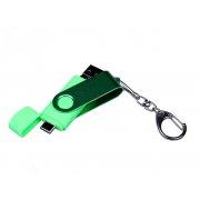 USB 2.0/micro USB/Type-С- флешка на 32 Гб 3-в-1 с поворотным механизмом