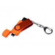USB 2.0/micro USB/Type-С- флешка на 32 Гб 3-в-1 с поворотным механизмом