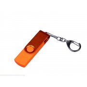 USB 2.0/micro USB/Type-С- флешка на 32 Гб 3-в-1 с поворотным механизмом