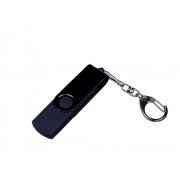 USB 2.0/micro USB/Type-С- флешка на 32 Гб 3-в-1 с поворотным механизмом