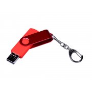USB 2.0/micro USB/Type-С- флешка на 16 Гб 3-в-1 с поворотным механизмом