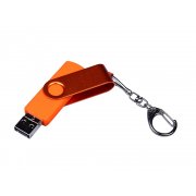USB 2.0/micro USB/Type-С- флешка на 16 Гб 3-в-1 с поворотным механизмом