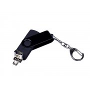 USB 2.0/micro USB/Type-С- флешка на 16 Гб 3-в-1 с поворотным механизмом