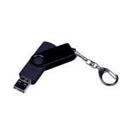 USB 2.0/micro USB/Type-С- флешка на 16 Гб 3-в-1 с поворотным механизмом