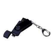 USB 2.0/micro USB/Type-С- флешка на 16 Гб 3-в-1 с поворотным механизмом