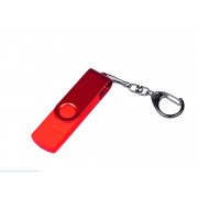 USB 2.0/micro USB/Type-С- флешка на 64 Гб 3-в-1 с поворотным механизмом