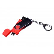 USB 2.0/micro USB/Type-C- флешка на 16 Гб c поворотным механизмом