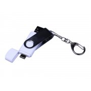 USB 2.0/micro USB/Type-C- флешка на 16 Гб c поворотным механизмом