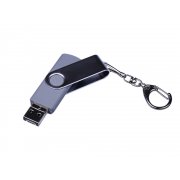 USB 2.0/micro USB/Type-C- флешка на 16 Гб c поворотным механизмом