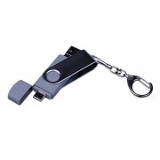 USB 2.0/micro USB/Type-C- флешка на 16 Гб c поворотным механизмом