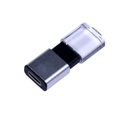 USB 2.0- флешка промо на 64 Гб прямоугольной формы, выдвижной механизм