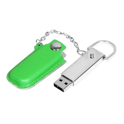 USB 2.0- флешка на 8 Гб в массивном корпусе с кожаным чехлом