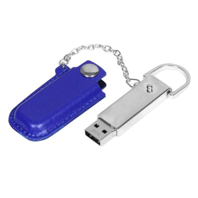 USB 2.0- флешка на 8 Гб в массивном корпусе с кожаным чехлом