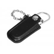 USB 2.0- флешка на 8 Гб в массивном корпусе с кожаным чехлом