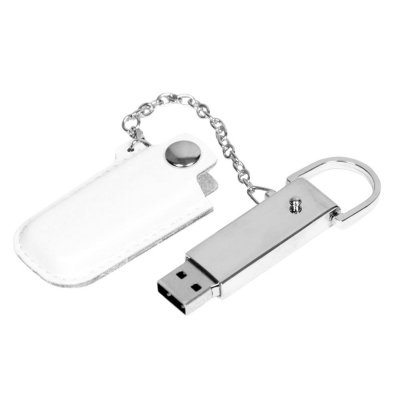 USB 2.0- флешка на 8 Гб в массивном корпусе с кожаным чехлом