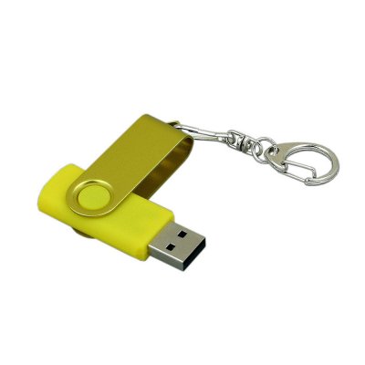 USB 3.0- флешка промо на 128 Гб с поворотным механизмом и однотонным металлическим клипом